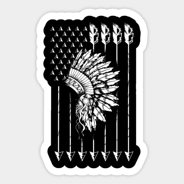 Cool Native American Arrow And Teepee Flag Art Funny Gift Sticker by jordanfaulkner02